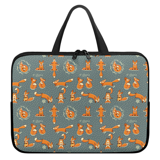 Christmas Fox Pattern Print Laptop Sleeve With Handle
