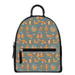 Christmas Fox Pattern Print Leather Backpack