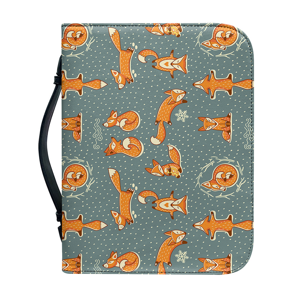 Christmas Fox Pattern Print Leather Bible Cover