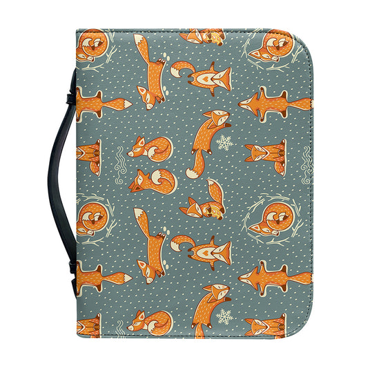 Christmas Fox Pattern Print Leather Bible Cover