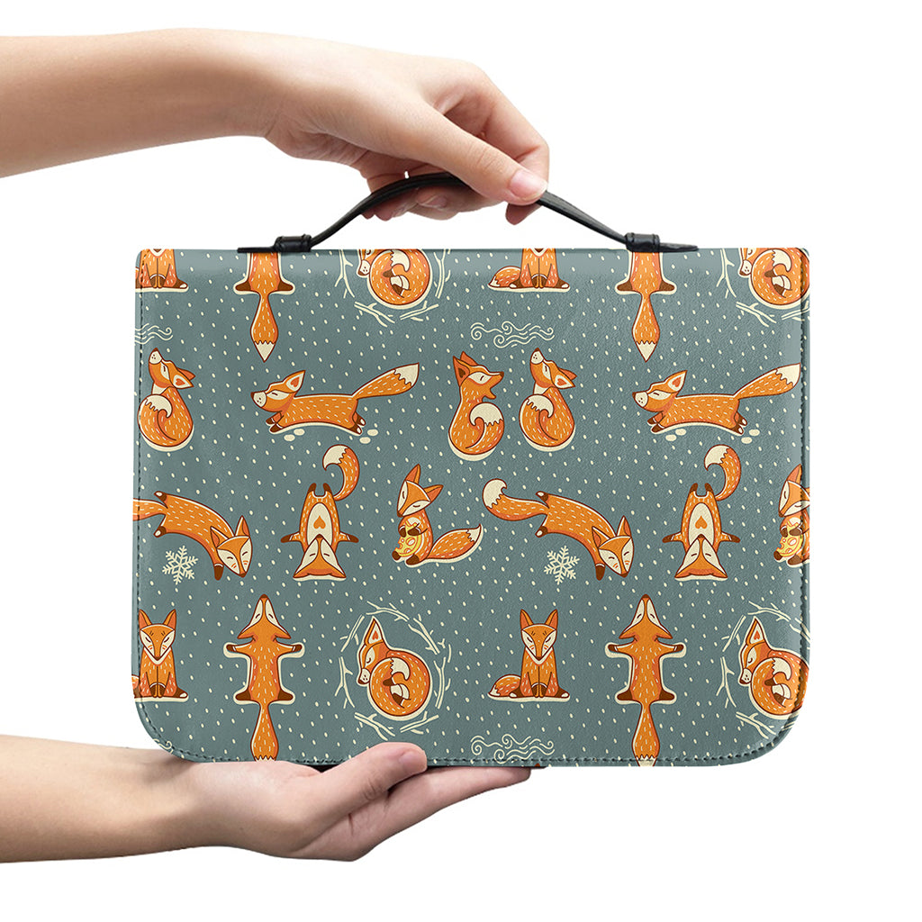 Christmas Fox Pattern Print Leather Bible Cover
