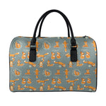 Christmas Fox Pattern Print Leather Duffle Bag