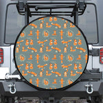 Christmas Fox Pattern Print Leather Spare Tire Cover