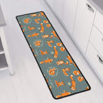 Christmas Fox Pattern Print Long Kitchen Mat