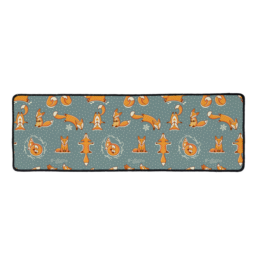 Christmas Fox Pattern Print Long Kitchen Mat