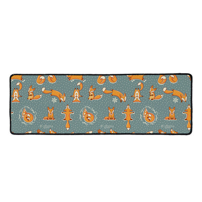 Christmas Fox Pattern Print Long Kitchen Mat