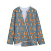 Christmas Fox Pattern Print Long Sleeve Short Coat