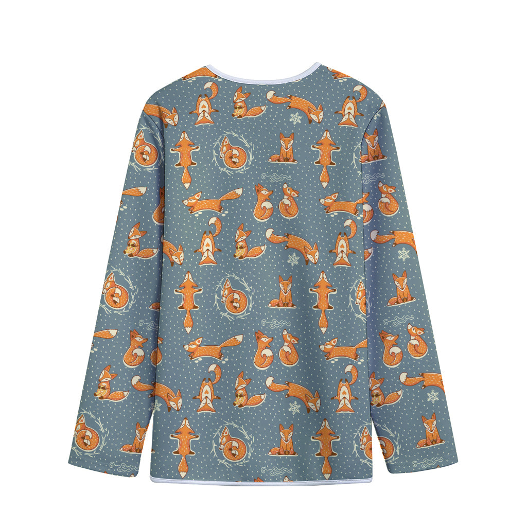 Christmas Fox Pattern Print Long Sleeve Short Coat