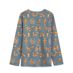 Christmas Fox Pattern Print Long Sleeve Short Coat