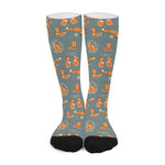 Christmas Fox Pattern Print Long Socks