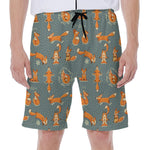 Christmas Fox Pattern Print Men's Beach Shorts