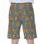 Christmas Fox Pattern Print Men's Beach Shorts