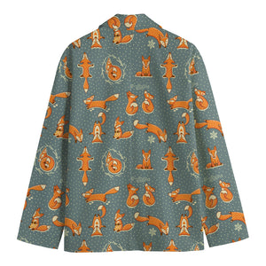 Christmas Fox Pattern Print Men's Blazer