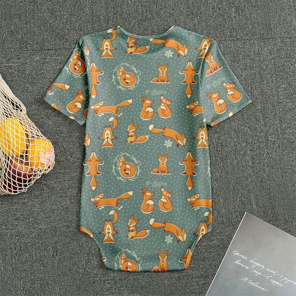 Christmas Fox Pattern Print Men's Bodysuit