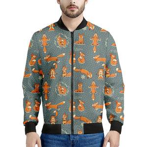 Christmas Fox Pattern Print Men's Bomber Jacket