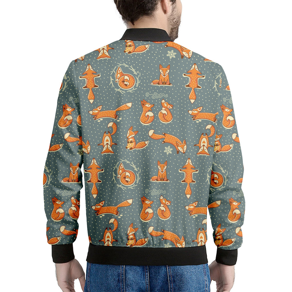 Christmas Fox Pattern Print Men's Bomber Jacket