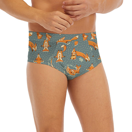 Christmas Fox Pattern Print Men's Briefs