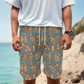 Christmas Fox Pattern Print Men's Cargo Shorts