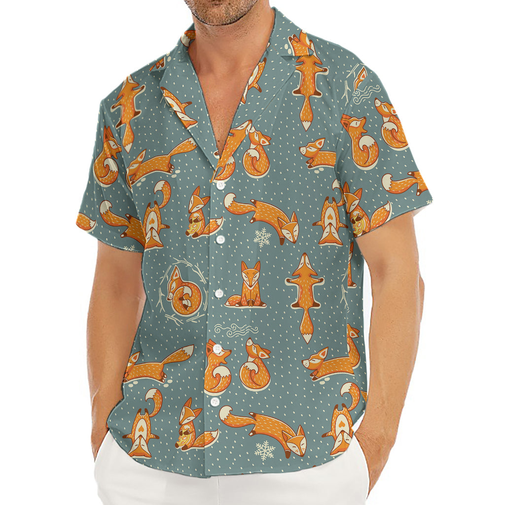 Christmas Fox Pattern Print Men's Deep V-Neck Shirt