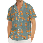 Christmas Fox Pattern Print Men's Deep V-Neck Shirt