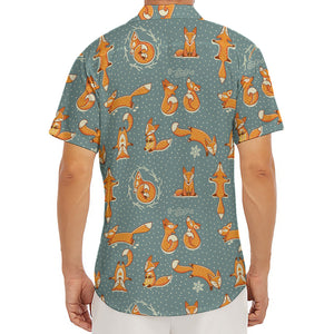 Christmas Fox Pattern Print Men's Deep V-Neck Shirt