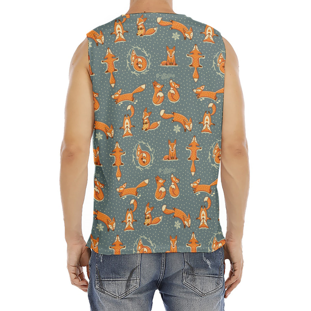 Christmas Fox Pattern Print Men's Fitness Tank Top