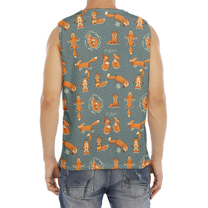 Christmas Fox Pattern Print Men's Fitness Tank Top
