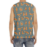 Christmas Fox Pattern Print Men's Fitness Tank Top