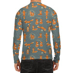 Christmas Fox Pattern Print Men's Long Sleeve Rash Guard