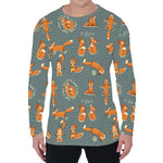 Christmas Fox Pattern Print Men's Long Sleeve T-Shirt