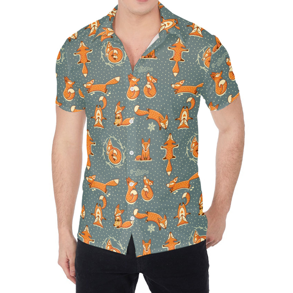 Christmas Fox Pattern Print Men's Shirt