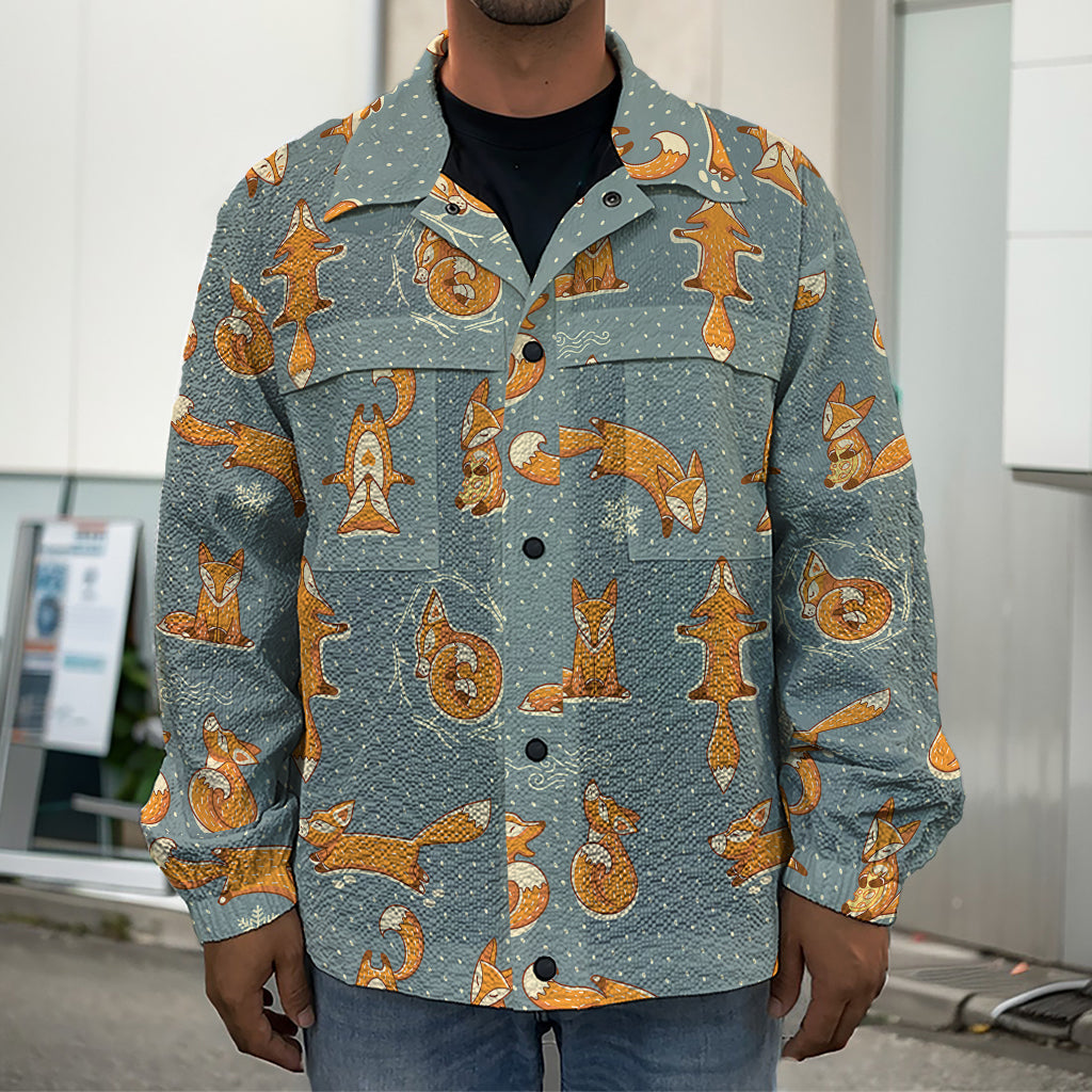 Christmas Fox Pattern Print Men's Shirt Jacket