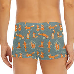 Christmas Fox Pattern Print Men's Short Boxer Briefs