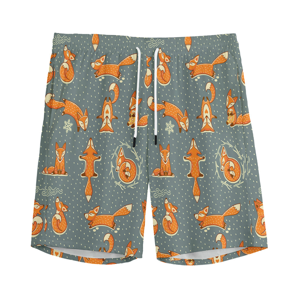 Christmas Fox Pattern Print Men's Sports Shorts