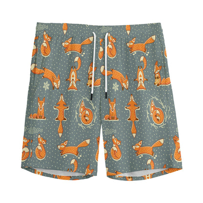 Christmas Fox Pattern Print Men's Sports Shorts