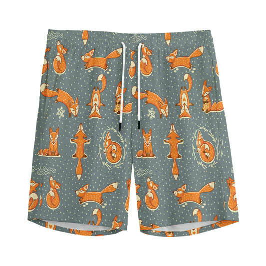 Christmas Fox Pattern Print Men's Sports Shorts