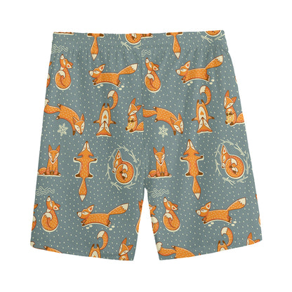 Christmas Fox Pattern Print Men's Sports Shorts