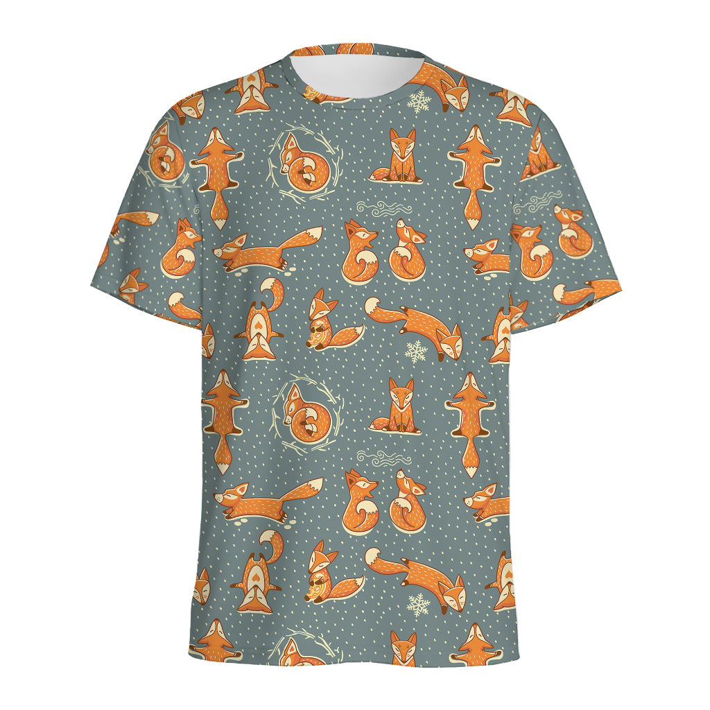 Christmas Fox Pattern Print Men's Sports T-Shirt