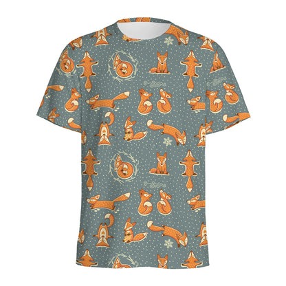 Christmas Fox Pattern Print Men's Sports T-Shirt