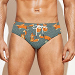 Christmas Fox Pattern Print Men's Swim Briefs