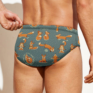 Christmas Fox Pattern Print Men's Swim Briefs