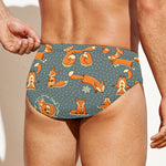Christmas Fox Pattern Print Men's Swim Briefs