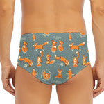 Christmas Fox Pattern Print Men's Triangle Swim Briefs