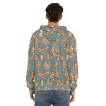 Christmas Fox Pattern Print Men's Velvet Pullover Hoodie
