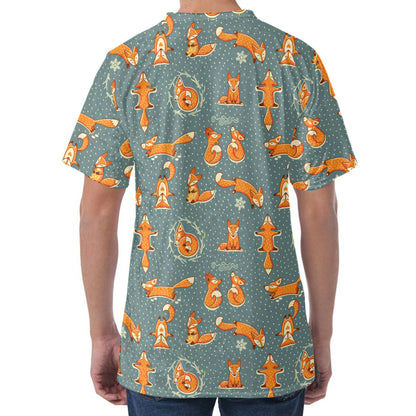 Christmas Fox Pattern Print Men's Velvet T-Shirt