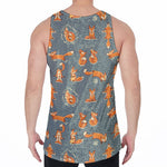 Christmas Fox Pattern Print Men's Velvet Tank Top