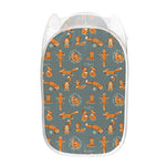 Christmas Fox Pattern Print Mesh Laundry Hamper
