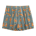 Christmas Fox Pattern Print Mesh Shorts