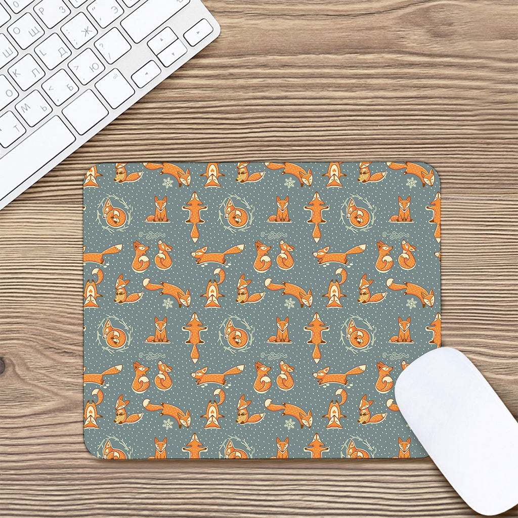 Christmas Fox Pattern Print Mouse Pad