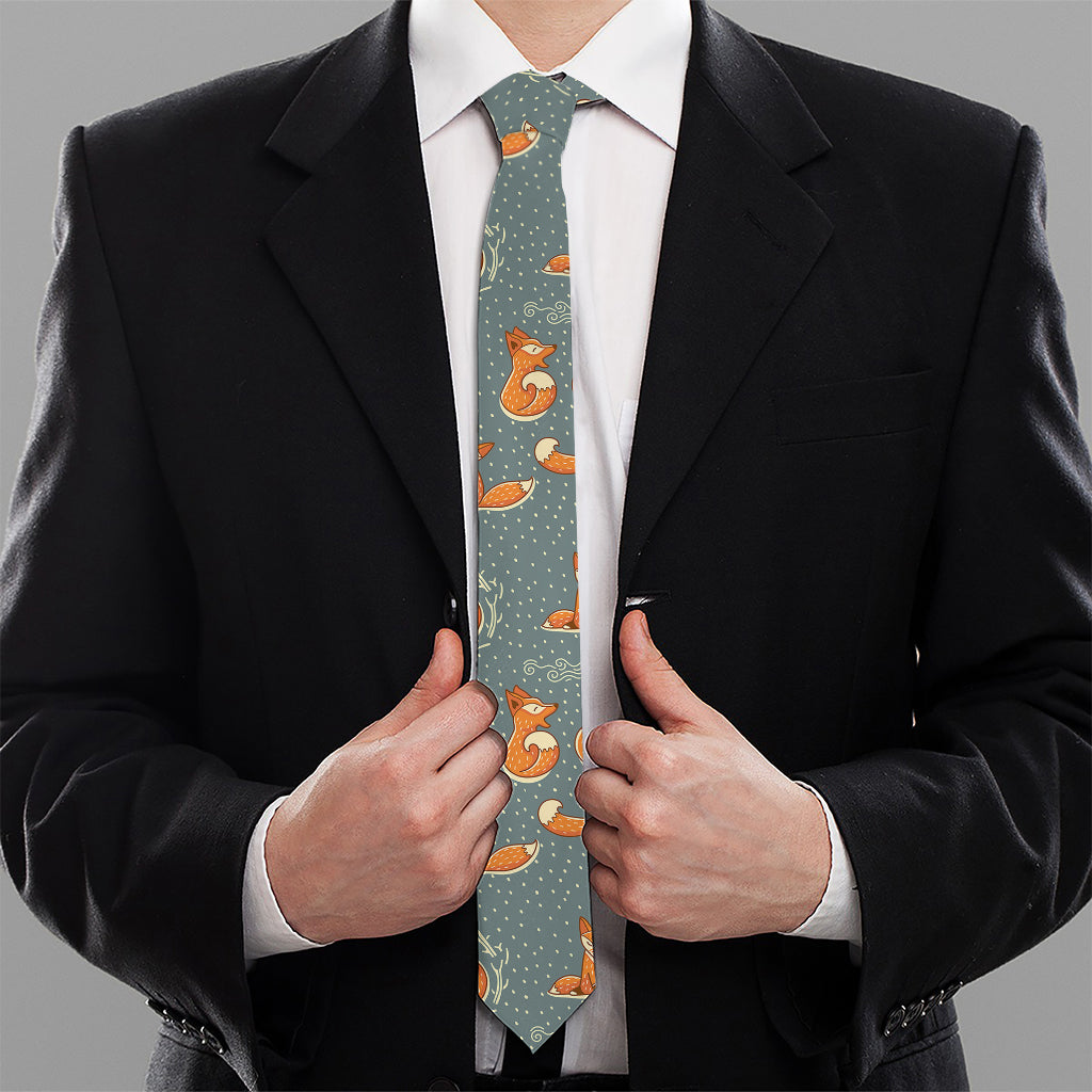 Christmas Fox Pattern Print Necktie